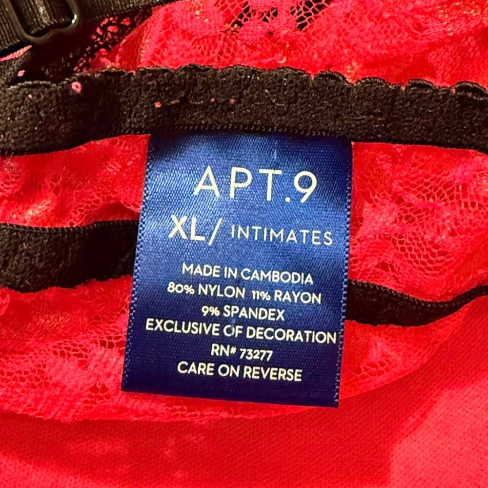 Apt. 9 hot pink lace lingerie dress with black trim - Picture 6 of 6